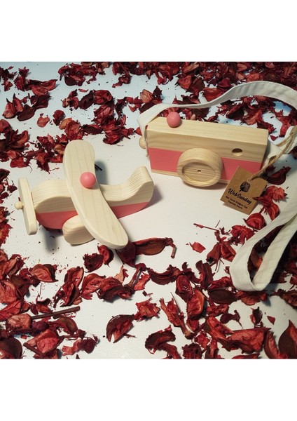 Ahşap Elyapımı Baby Uçak ve Oyuncak Fotoğraf Makinesi Set, Dekoratif, Eğitici Oyuncak, Çocuk Oyunca fiyatları