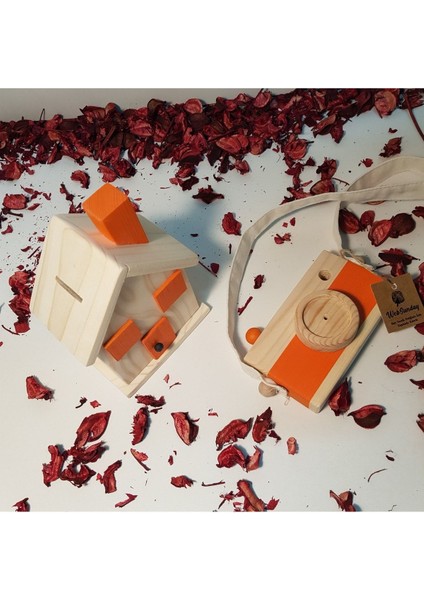 Ahşap Hediyelik Kumbara + Oyuncak Fotoğraf Makinesi Set, Dekoratif ,eğitici Oyuncak, Çocuk Oyuncak fiyatları