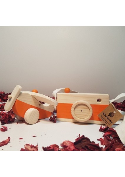 Ahşap Elyapımı Baby Uçak ve Oyuncak Fotoğraf Makinesi Set, Dekoratif, Eğitici Oyuncak, Çocuk Oyunca modelleri