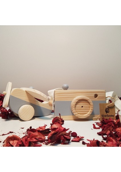 Ahşap Elyapımı Baby Uçak ve Oyuncak Fotoğraf Makinesi Set, Dekoratif, Eğitici Oyuncak, Çocuk Oyunca modelleri