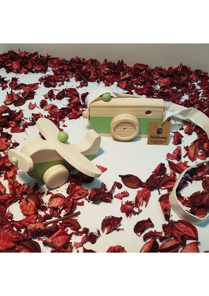 Ahşap Elyapımı Baby Uçak ve Oyuncak Fotoğraf Makinesi Set, Dekoratif, Eğitici Oyuncak, Çocuk Oyunca fiyatları