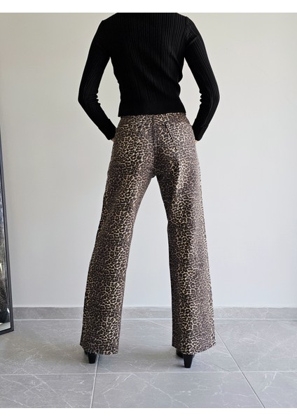 Kadın Leopar Straight Pantolon indirimleri