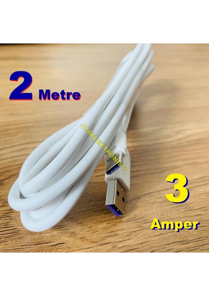 2 Metre 3 Amper Kalın Kablo 3A Yüksek Kaliteli Silicone Material Charging Şarj USB Data Şarz Kablo