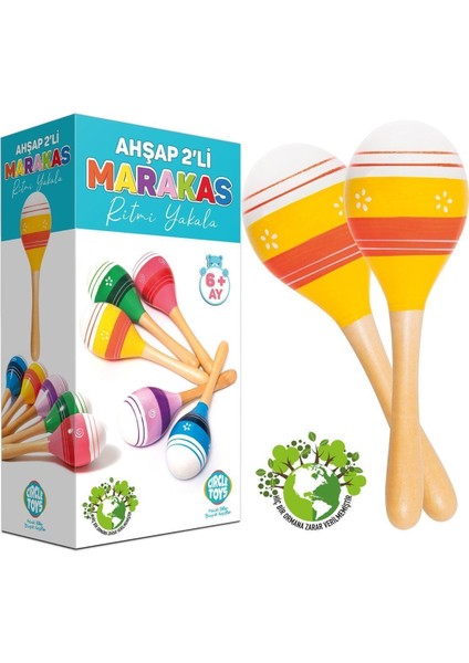 Ahşap 2'li Marakas Seti - Ritmi Yakala