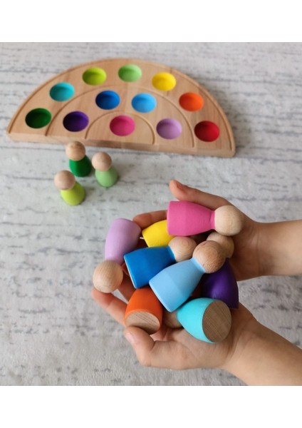 Peg Bebek ve Gökkuşağı Tabla Eşleştirme 12'lii Insan Figürleri (Waldorf)