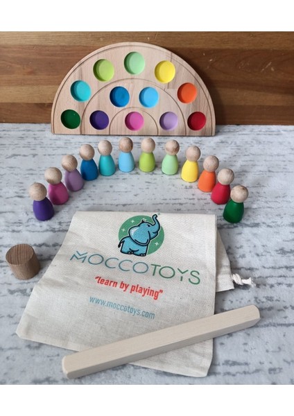 Peg Bebek ve Gökkuşağı Tabla Eşleştirme 12'lii Insan Figürleri (Waldorf) fırsatları