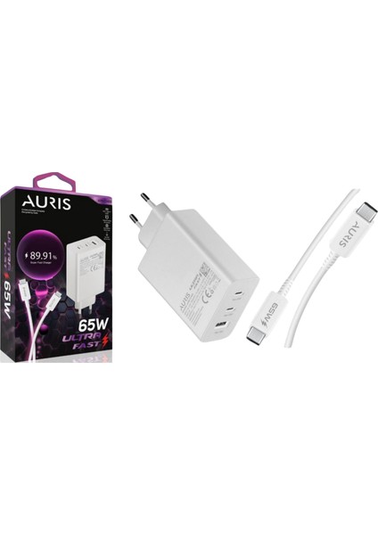 Ev Tipi 65W Ultrahızlı 3 USB Girişli Saliseölçerli Şarj Cihazı Takımı