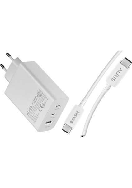 Ev Tipi 65W Ultrahızlı 3 USB Girişli Saliseölçerli Şarj Cihazı Takımı