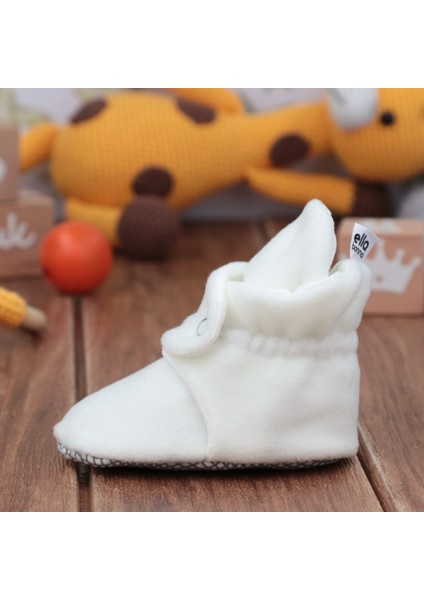 Polar Bebek Pandufu, Kaydırmaz Taban, Organik Pamuk Astarlı, İlk Adım Ev Patiği, Beyaz