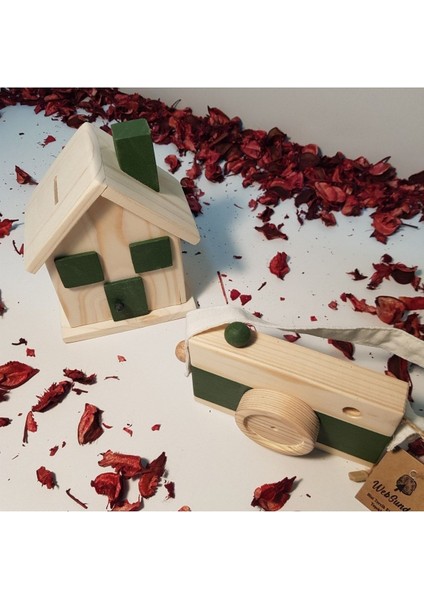 Ahşap Hediyelik Kumbara + Oyuncak Fotoğraf Makinesi Set, Dekoratif ,eğitici Oyuncak, Çocuk Oyuncak fiyatları