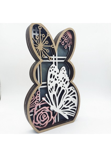Paskalya Ahşap Hollow Tavşan Kelebek Paskalya Süslemeleri Ev Için (Yurt Dışından) fırsatları