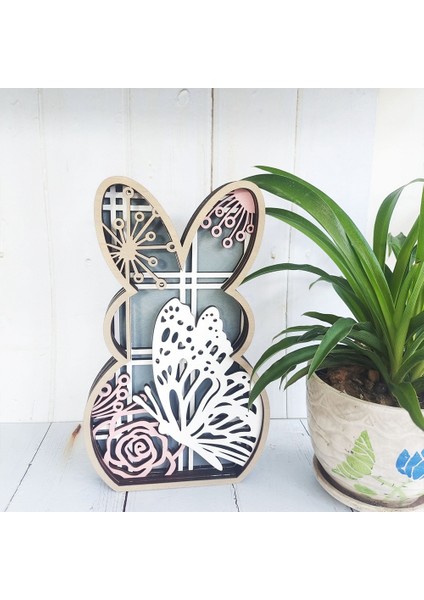 Paskalya Ahşap Hollow Tavşan Kelebek Paskalya Süslemeleri Ev Için (Yurt Dışından) indirimleri