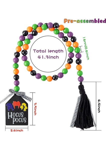 Püskül Etiketi Ahşap Boncuklu 41.3 Inç Cadılar Bayramı Ahşap Boncuk Çelenk (Yurt Dışından) fiyatları