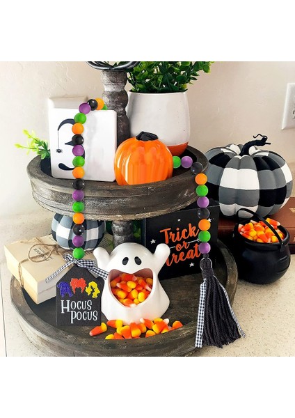 Püskül Etiketi Ahşap Boncuklu 41.3 Inç Cadılar Bayramı Ahşap Boncuk Çelenk (Yurt Dışından) indirimleri