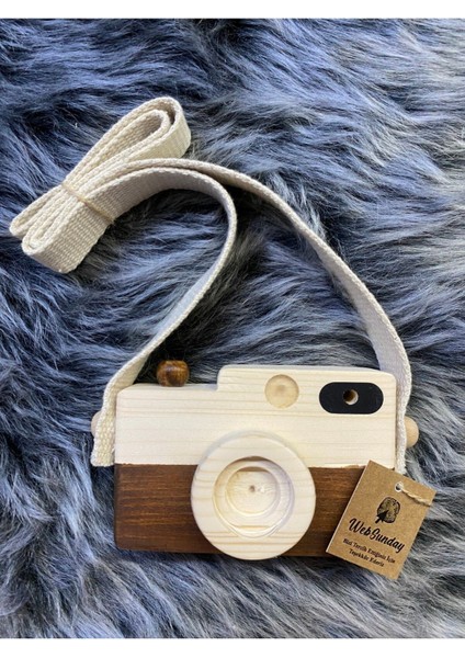 Bebek Oyuncağı Ahşap Fotoğraf Makinesi, +1 Yaş Montessori Oyuncak, Organik Ahşap Oyuncak-Kahverengi fiyatları