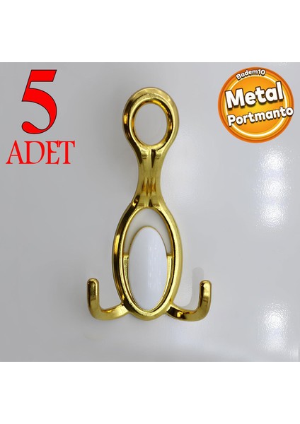 Ilknur 5 Adet Portmanto Vestiyer Duvar Askısı Metal Dolap Elbise Askılığı Askılık Gold Beyaz 5 Adet