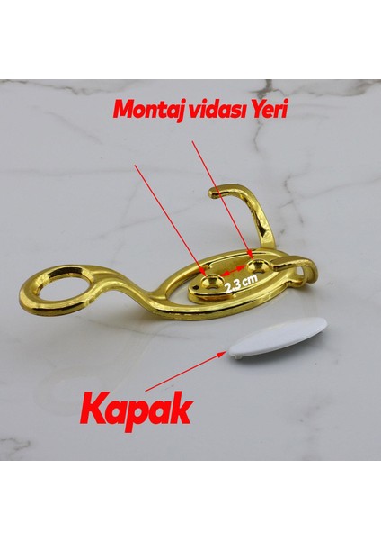 Ilknur 5 Adet Portmanto Vestiyer Duvar Askısı Metal Dolap Elbise Askılığı Askılık Gold Beyaz 5 Adet