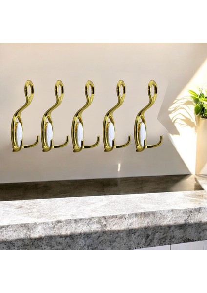 Ilknur 5 Adet Portmanto Vestiyer Duvar Askısı Metal Dolap Elbise Askılığı Askılık Gold Beyaz 5 Adet