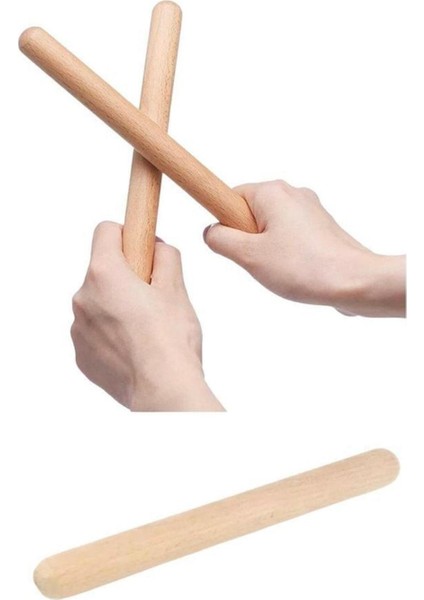 Okul Öncesi Ahşap Ritim Çubuğu 1 Çift 23CM Anaokulu Çocuk Etkinlik Perkusyon Müzik Aleti