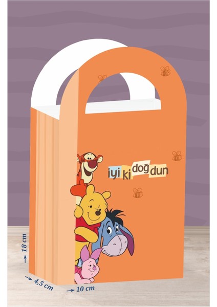 Winnie The Pooh Friends Teması Çanta 18X10 cm *8'li Paket