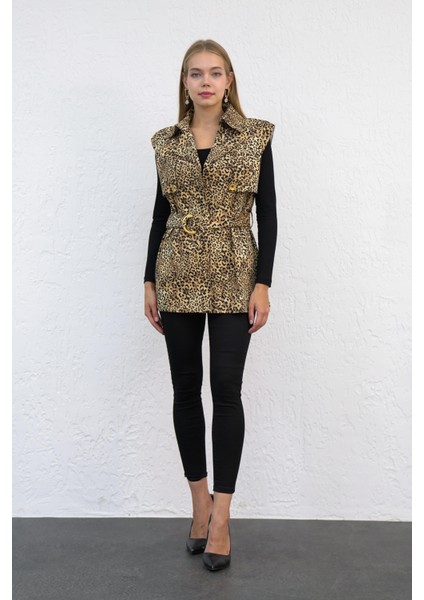 Leopar Desenli Yelek