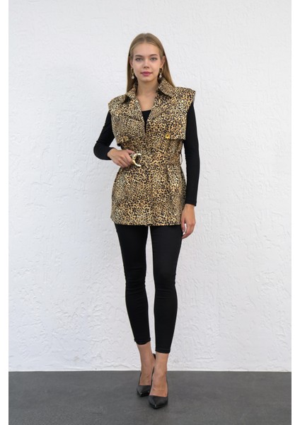 Leopar Desenli Yelek