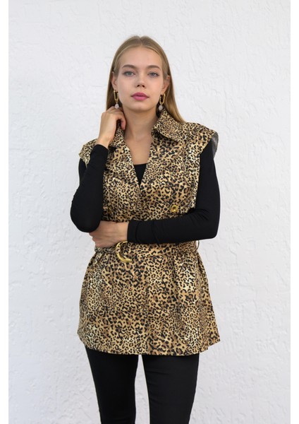 Leopar Desenli Yelek