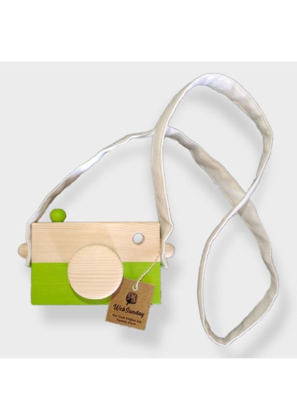 Ahşap Waldorf Fotoğraf Makinesi, Eğitici Bebek Kamera Oyuncağı 2 3 4 5 6 Yaş Erkek Kız-Fıstık Yeşil