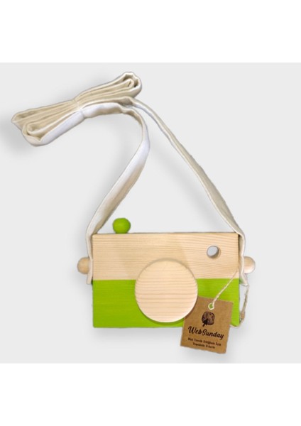 Ahşap Waldorf Fotoğraf Makinesi, Eğitici Bebek Kamera Oyuncağı 2 3 4 5 6 Yaş Erkek Kız-Fıstık Yeşil fiyatları