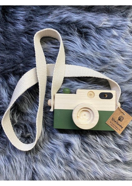 Bebek Oyuncağı Ahşap Fotoğraf Makinesi, +1 Yaş Montessori Oyuncak, Organik Ahşap Oyuncak-Koyu Yeşil modelleri