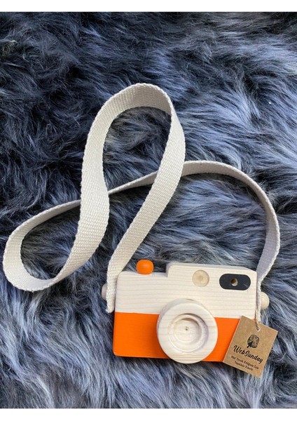 Bebek Oyuncağı Ahşap Fotoğraf Makinesi, +1 Yaş Montessori Oyuncak, Organik Ahşap Oyuncak-Turuncu fiyatları
