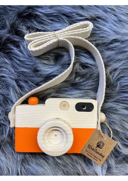 Bebek Oyuncağı Ahşap Fotoğraf Makinesi, +1 Yaş Montessori Oyuncak, Organik Ahşap Oyuncak-Turuncu modelleri