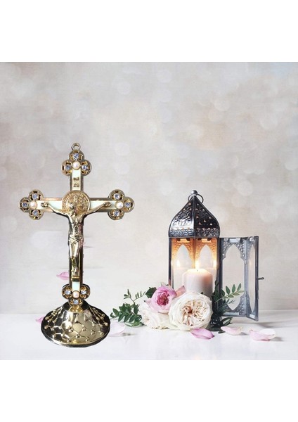 Ev ve Dini Hediyeler Için Tabanlı Ayakta Haç (Altın) (Yurt Dışından) modelleri