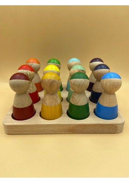 1+ Yaşa Özel 12 Li Waldorf Gökkuşağı Insan Figürleri, Waldorf Insan Figürleri, Montessori Oyuncak modelleri