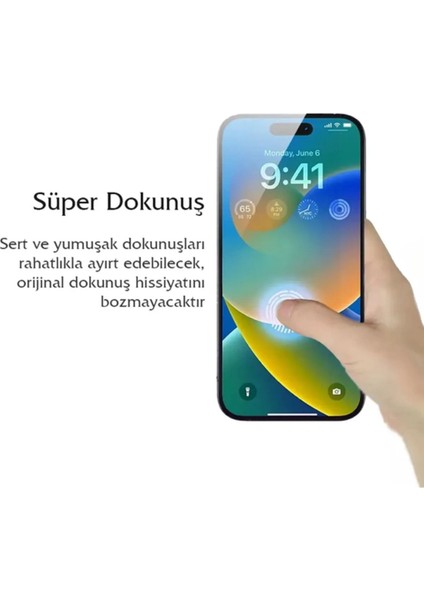 Apple iPhone 16 Kolay Uygulama Aparatlı Siyah Çerçeveli Tam Kapatan Cam Ekran Koruyucu