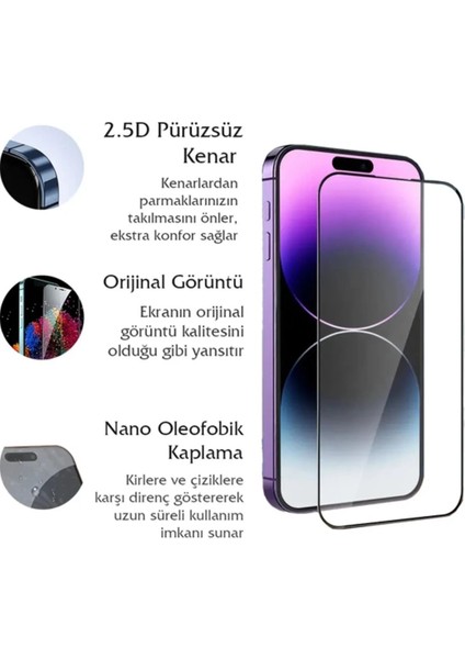 Apple iPhone 16 Kolay Uygulama Aparatlı Siyah Çerçeveli Tam Kapatan Cam Ekran Koruyucu