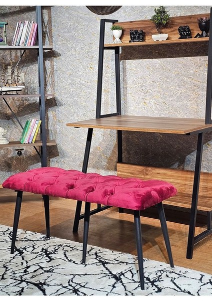 Siyah Boyalı Füme Oturak Metal Sivriltme Ayaklı Babyface Puf & Bench & Oturak