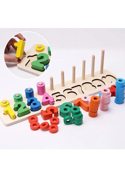Montessori Ahşap Eğitici Logaritmik Sayı Bultak Sayma Abaküs Sök Tak Oyunu