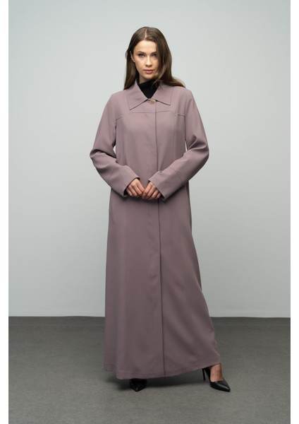 Gömlek Yaka Robadan Kuplu Büyük Beden Astarlı Pardesü VİZON 6616