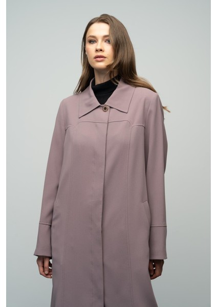 Gömlek Yaka Robadan Kuplu Büyük Beden Astarlı Pardesü VİZON 6616 fiyatları