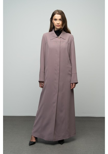 Gömlek Yaka Robadan Kuplu Büyük Beden Astarlı Pardesü VİZON 6616 modelleri