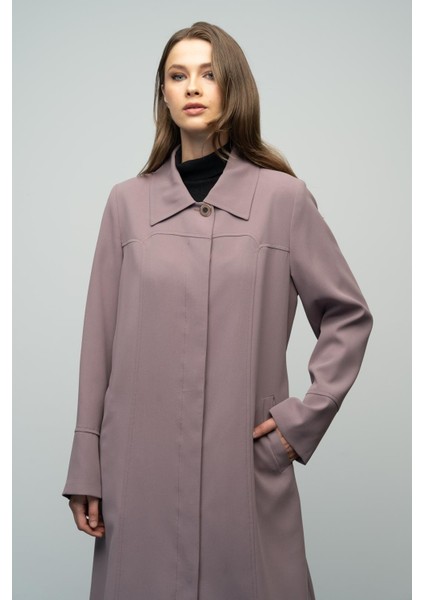 Gömlek Yaka Robadan Kuplu Büyük Beden Astarlı Pardesü VİZON 6616 fırsatları