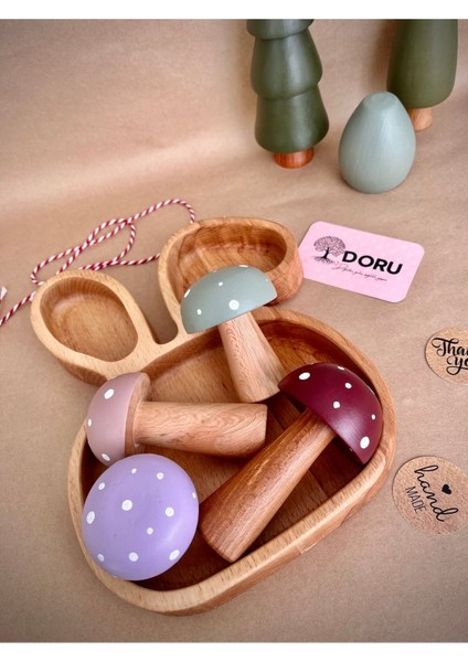 Waldorf 4'lü Doğal Organik Ahşap Mantar Oyuncak Seti Dekor Fotoğraf Çekimi Bebek Odası fiyatları