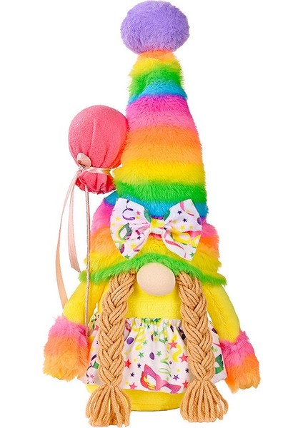 Rainbow Gnome Yüzü Olmayan Bebek - Doğum Günün Kutlu Olsun - Dekoratif Bebek - B (Yurt Dışından)