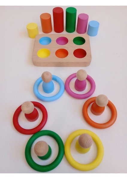 Montessori Halka Silindir Peg Bebek 6 Lı Seti fiyatları
