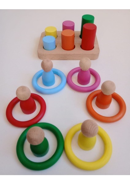 Montessori Halka Silindir Peg Bebek 6 Lı Seti fırsatları