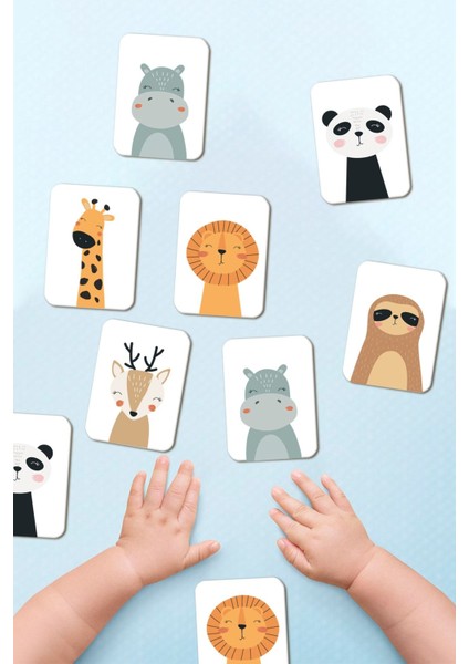 Ahşap Zeka Kartları Eşleştirme Oyunu Hafıza Kartı Ahşap Eğitici Puzzle Oyuncak