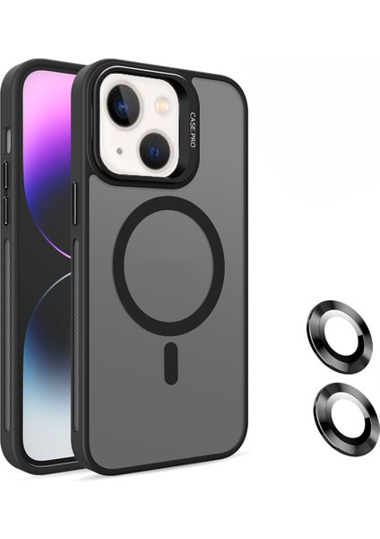 iPhone 15 Plus Uyumlu Lens Koruma Hediyeli Magsafe  Destekli Kamera Standlı Premium Buzlu Kılıf