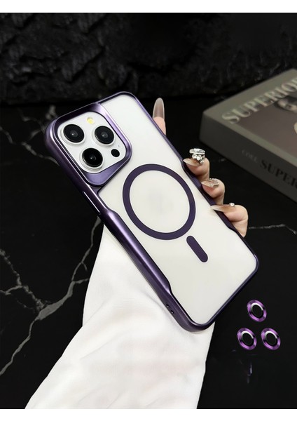 iPhone 15 Pro Max Uyumlu Lens Koruma Hediyeli Magsafe Destekli Premium Şeffaf Kılıf
