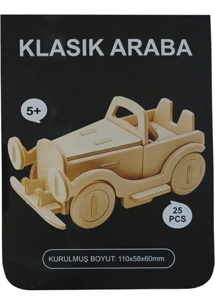 3D Ahşap Puzzle Klasik Araba 25 Parça Kendin Yap Kit (Dıy, Yapboz, Boyanabilir) fiyatları